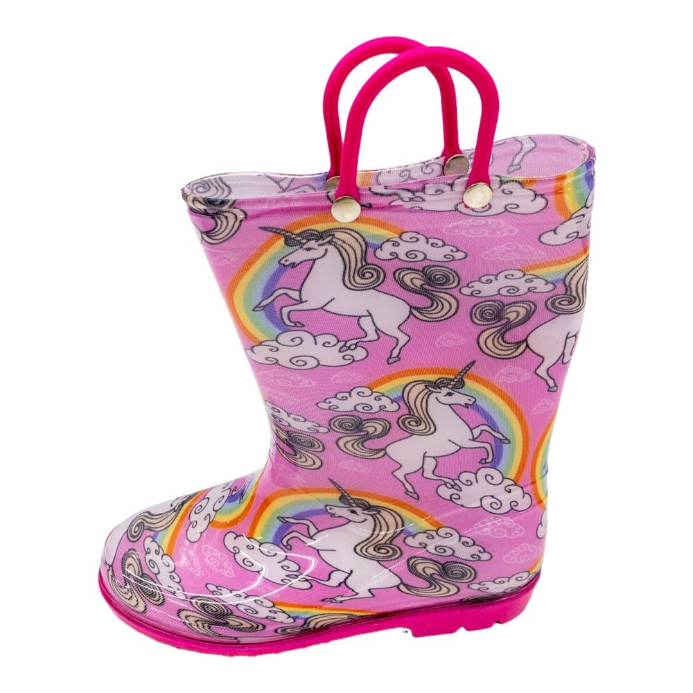 Storm Kidz Pink Unicorn Pull On Rain Boots  Little Girl 2